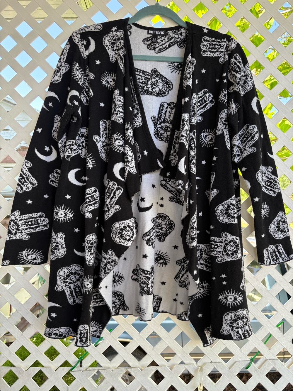 Hot Topic Black & White Celestial Witchy Cardigan
